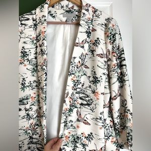 H&M Blazer with Botanical Swan Pattern